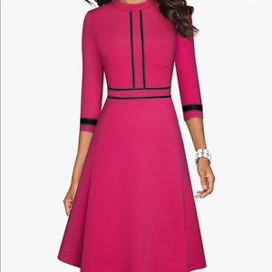 Hot Pink 3/4 sleeve party or work dress.